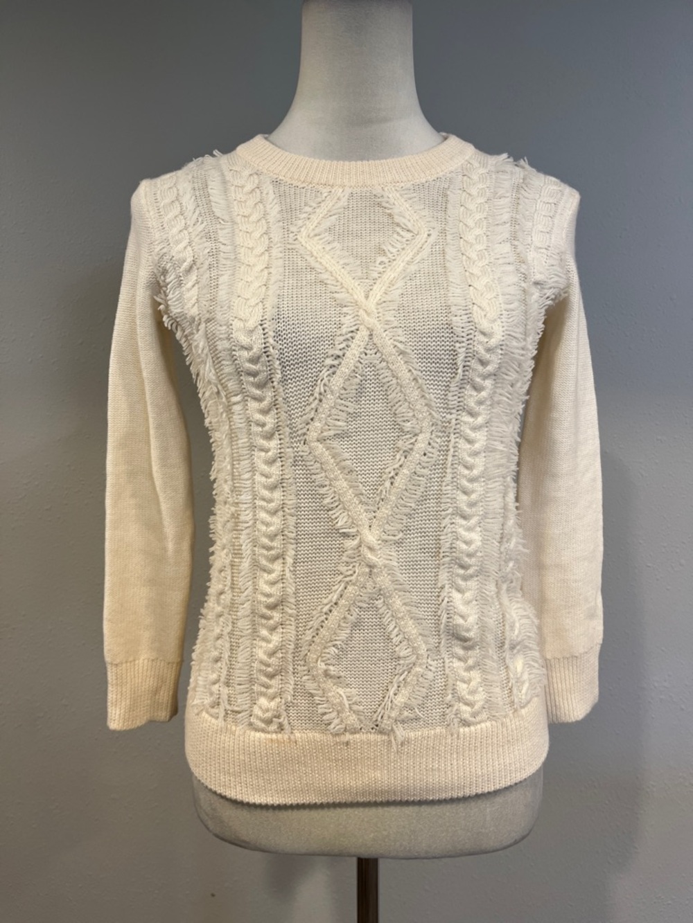 J. Crew merino wool Cream Cable Knit Sweater size XXS